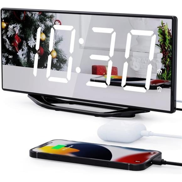 8.7 Large Display Dual Alarm Clock Bedroom with Battery Backup LED Digital Clock - Picture 1 of 6